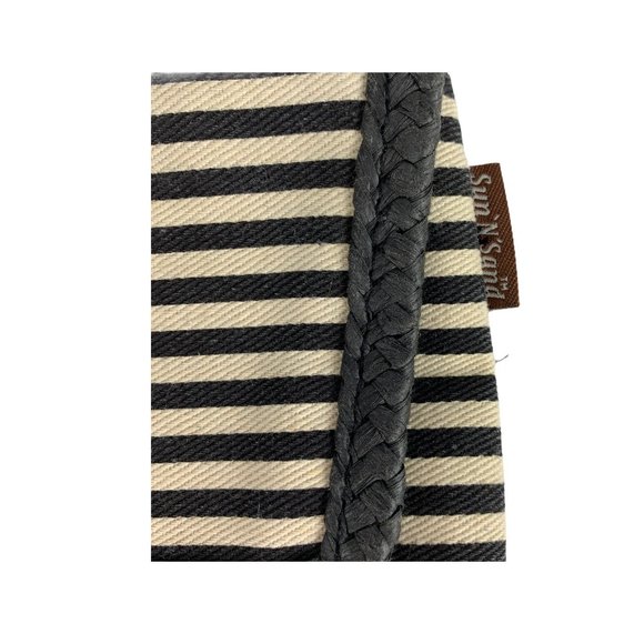 Sun 'N Sand Canvas Bag Small Black White Stripe Ma - Picture 4 of 4